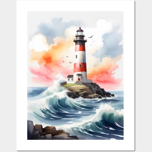 Lighthouse watercolor painting Posters and Art